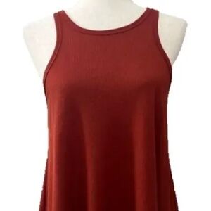 Free People Ribbed Muscle Tank Top Maroon Size S_
